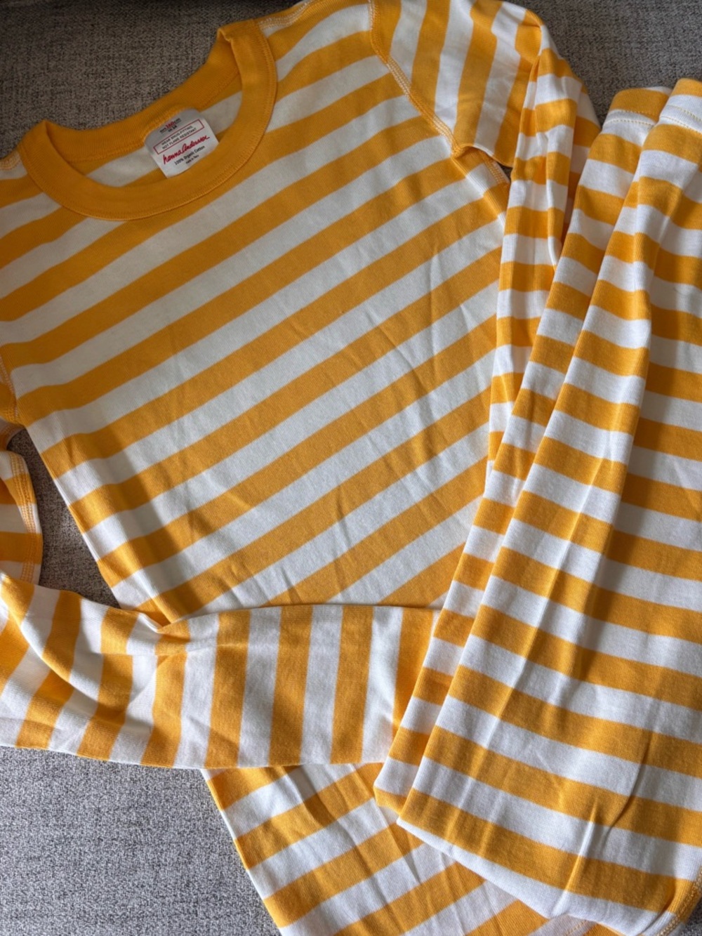 Hanna Andersson Yellow and White Stripe Kids Pajama Set